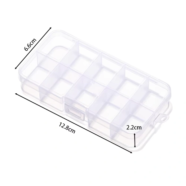 علبة بلاستيكية لمكونات إلكترونية – 10 فتحات / Component Plastic Box – 10 Slots, 13×6.6×2.2cm