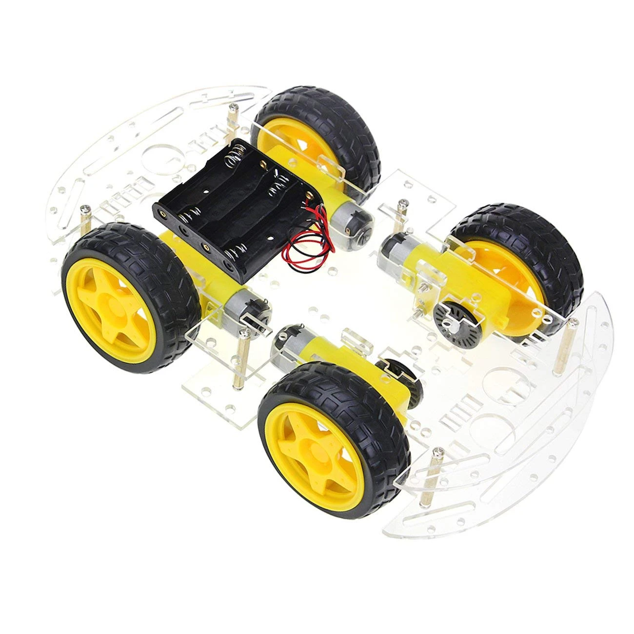 هيكل سيارة ربوت شفافه باربع عجلات / Smart Car Kit with Speed Encoder 4WD Robot Chassis Kits and Battery Box for Arduino