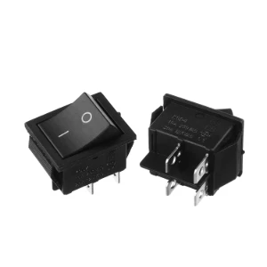 مفتاح متأرجح اسود اللون (تشغيل - إيقاف) 4 دبابيس / KCD4 (on-off) black color 4 pin 250V/16A Rocker Switch