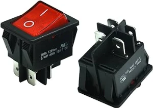 مفتاح متأرجح مضيء احمر اللون (تشغيل - إيقاف) 4 دبابيس /KCD4 (on-off) Illuminated red color 4 pin 250V/16A Rocker Switch
