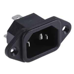 مقبس / Mount 3 Pins IEC320 C14 Inlet Power Plug Socket AC 250V 10A Black