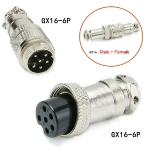 مقبس موصل معدني 6 دبوس ذكر سلك انثى سلك / GX1 6 6Pin Aviation Plug Male &Female Metal Wire Connector Plug Socket