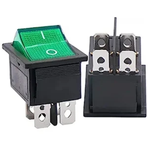 مفتاح متأرجح مضيء احمر اللون (تشغيل - إيقاف) 4 دبابيس / KCD4 (on-off) Illuminated green color 4 pin 250V/16A Rocker Switch