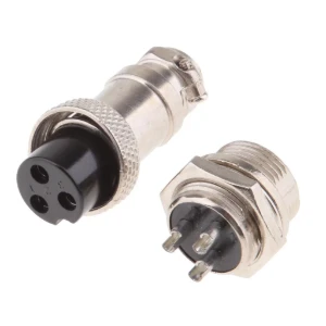 مقبس موصل معدني 3 دبوس ذكر لوحه انثى سلك / GX16 3Pin Male & Female Circular Aviation Socket Plug Wire Panel Connector