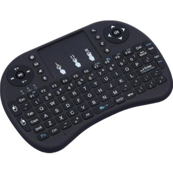 كيبورد لاسلكي صغير مع ماوس لمس (تاتش باد) - لون أسود / Wireless Mini Keyboard with Touchpad Mouse (Black)
