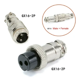 مقبس موصل معدني 2 دبوس ذكر سلك انثى سلك /  GX16 2Pin Aviation Plug Male&Female Metal Wire Connector Plug Socket