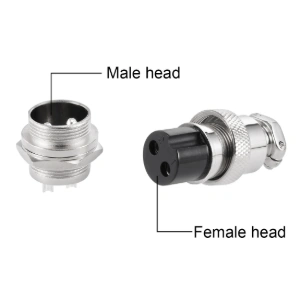 مقبس موصل معدني 2 دبوس ذكر لوحه انثى سلك / GX16 2Pin Male & Female Circular Aviation Socket