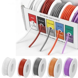 طقم أسلاك سيليكون مرنة / Silicone Wire Kit (22 AWG, 5 Colors)